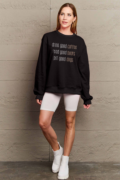 Simply Love Full Size Letter Graphic Round Neck Sweatshirt