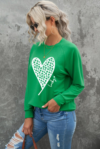 Heart Graphic Round Neck Sweatshirt