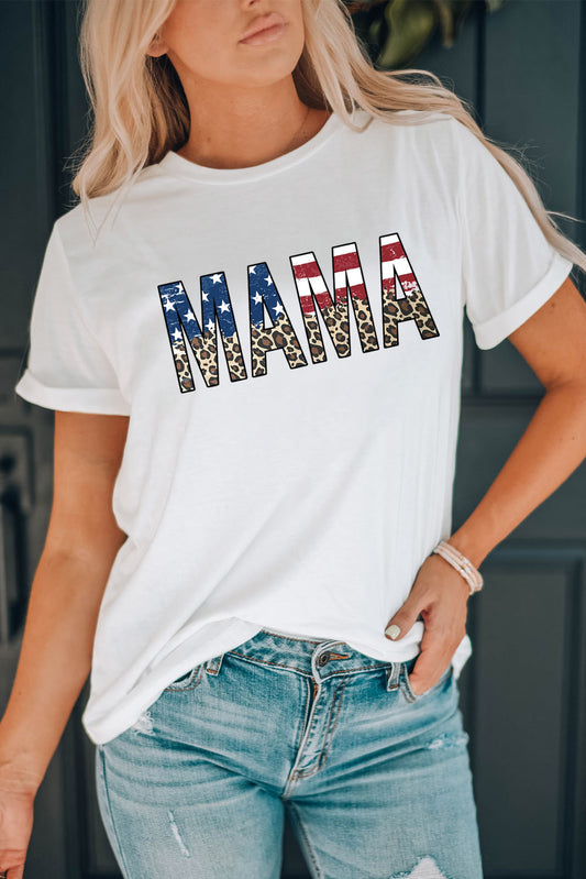 MAMA Round Neck Short Sleeve T-Shirt