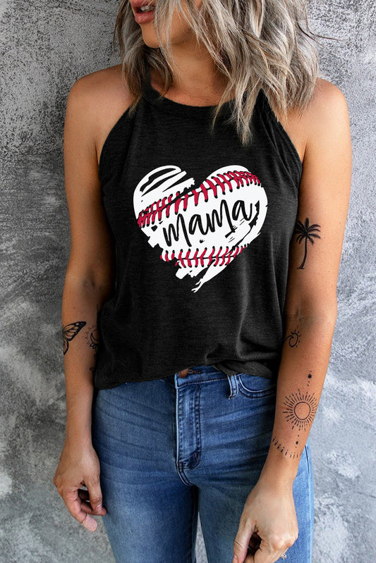 Heart Graphic Round Neck Tank